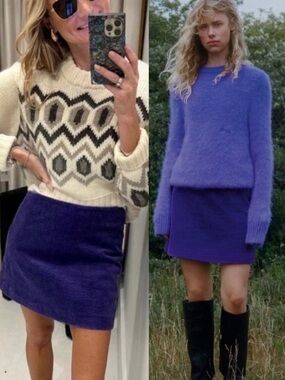 Ganni Purple Corduroy Mini Skirt